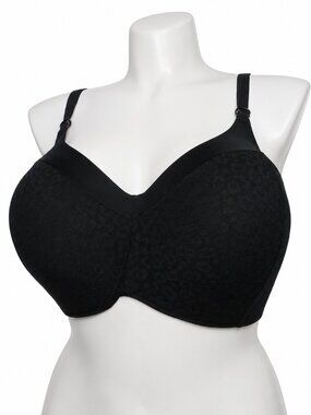 NWT TORRID Wire Free Lightly Lined Animal Lace 360 Back Smoothing Black Bra 48D